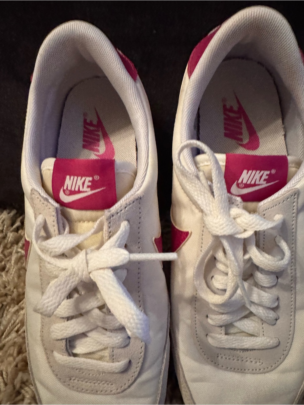 Nike White Sneakers with Pink Swoosh and Accents - Picture 6 of 7